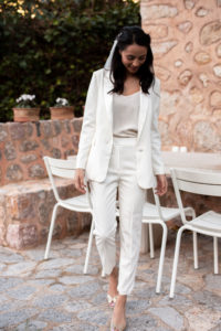 Tailleur pantalon blanc - smoking de mariée femme
